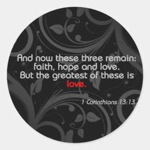 Love Bible Verse, Black/Red Classic Round Sticker