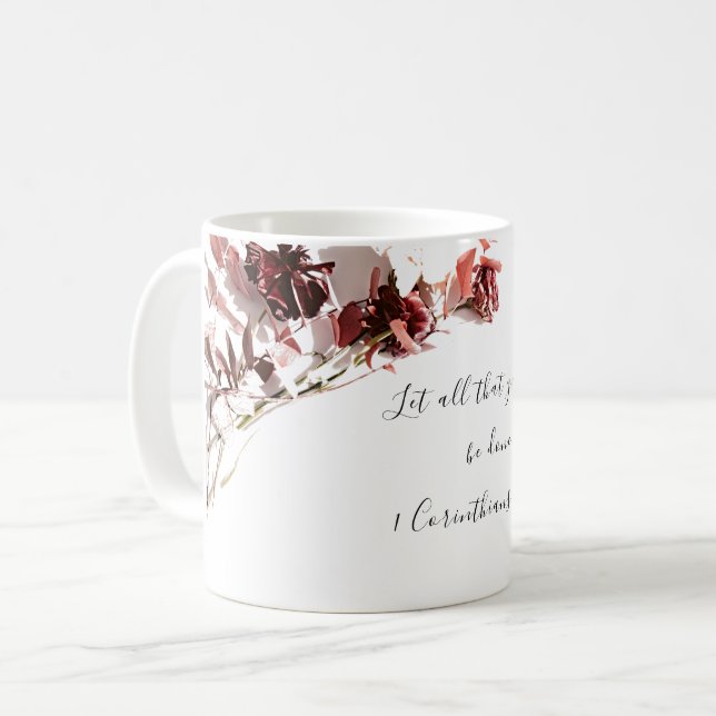 Love bible verse floral mug (Front Left)