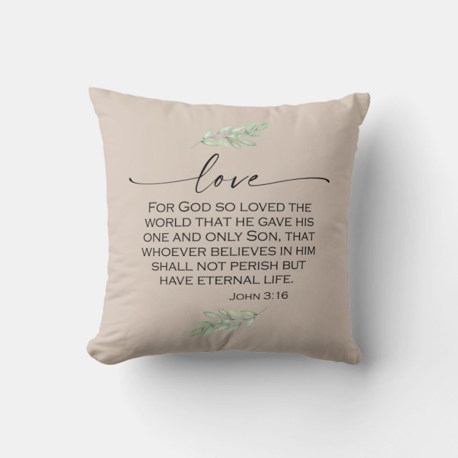 Love Bible Verse from John 3:16 Cushion (Front)