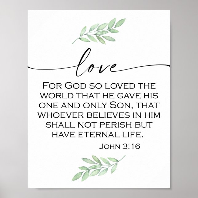 Love Bible Verse from John 3:16 Poster (Front)