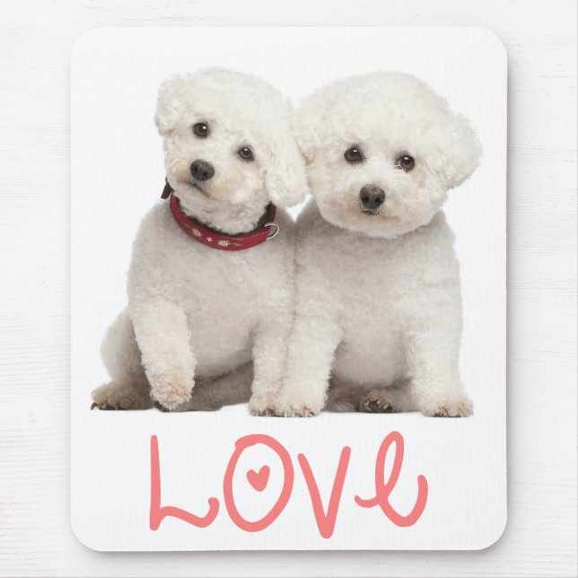 Love Bichon Frise Puppy Dog Computer Mousepad (Front)