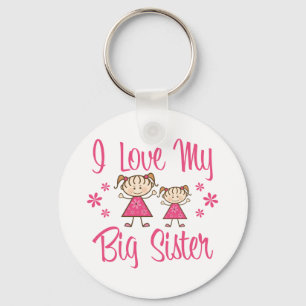 Love Big Sister Pink Girls Key Ring