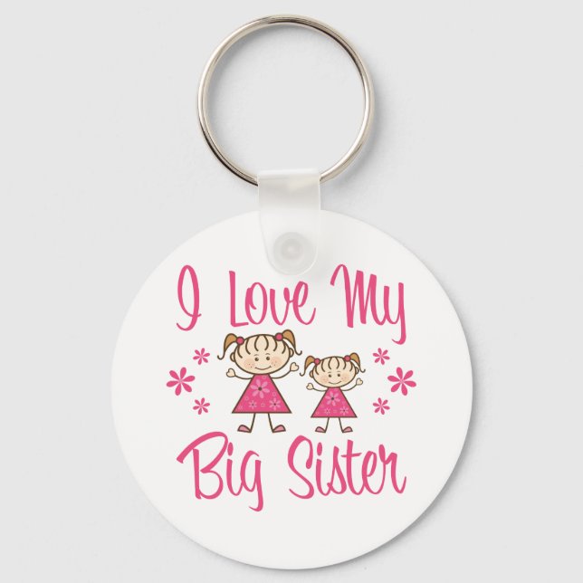 Love Big Sister Pink Girls Key Ring (Front)
