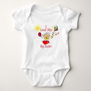 Love Big Sister Stick Figure Girl Baby Bodysuit