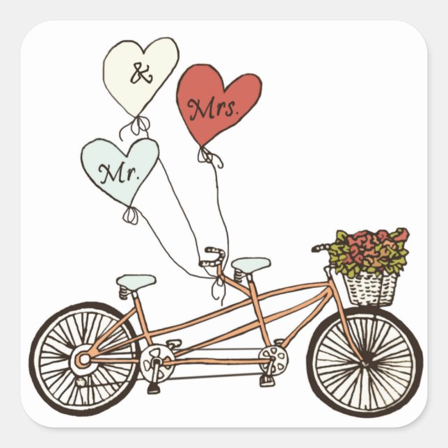 Love bike Mr. & Mrs. sticker (Front)