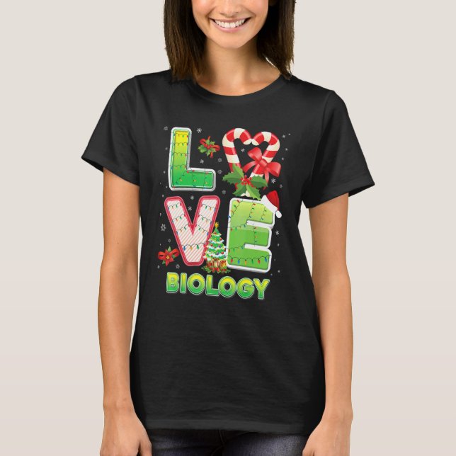Love Biology Christmas Santa Hat Student Teacher M T-Shirt (Front)