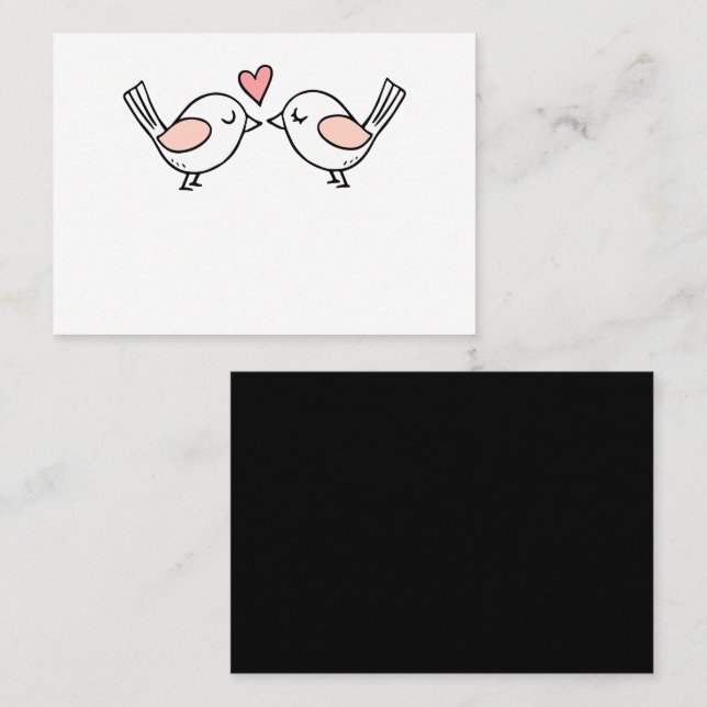 Love Bird Black White Lovebirds Wedding Place Card (Front/Back)