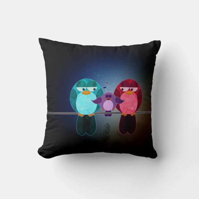 Love Bird Family Pillow (Front)