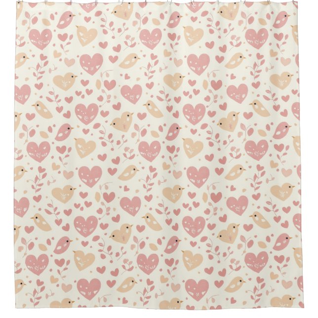 Love Bird & Heart Shower Curtain (Front)