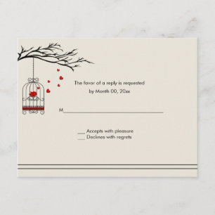 Love Bird in a Birdcage Wedding RSVP Card
