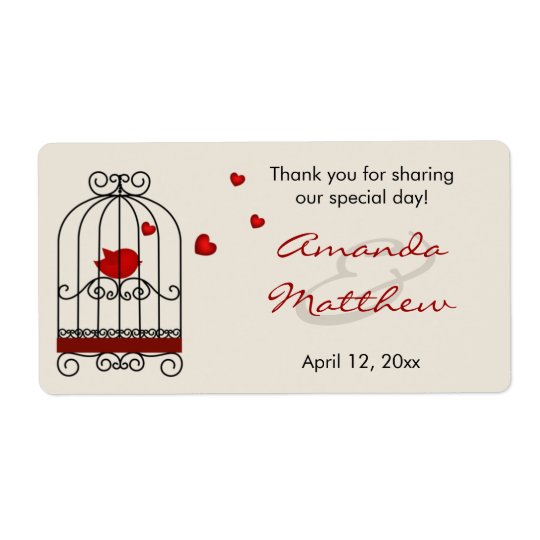 Love Bird in Birdcage Wedding Favour Labels