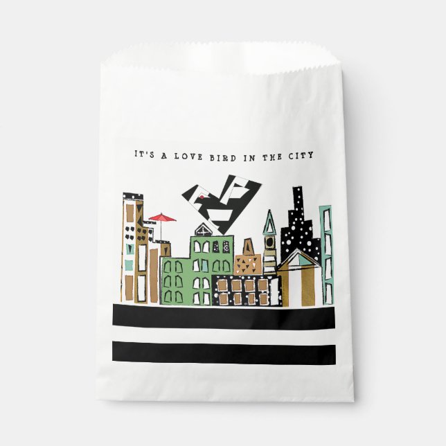 LOVE BIRD IN THE CITY  FAVOUR BAG (Front)