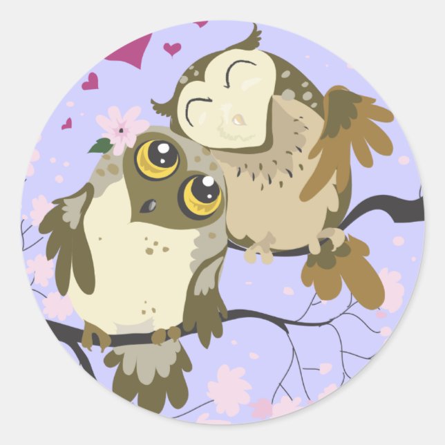 Love Bird Owl Stickers (Front)