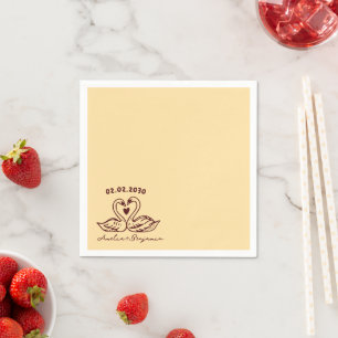 Love Bird Swans Cocktail wedding Napkins