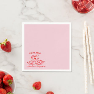 Love Bird Swans Cocktail  wedding Napkins