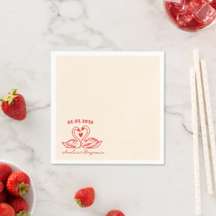 Love Bird Swans Cocktail  wedding Napkins