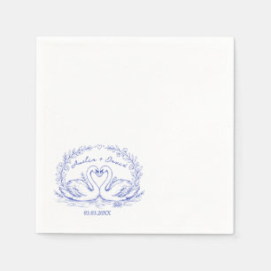Love Bird Swans Hand Drawn Napkins, Personalised  Napkin