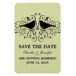 Love Bird Swirls Save the Date Magnet, Mint Magnet