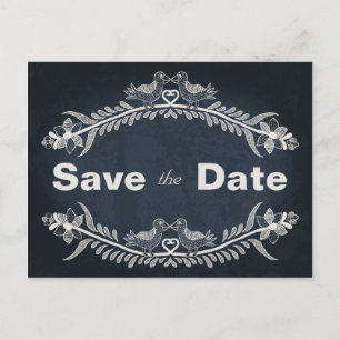 Love Bird Vines, save the date Announcement Postcard