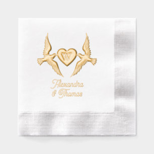 Love Birds 1 Initial Heart Monogram Couple Name Foil Napkins