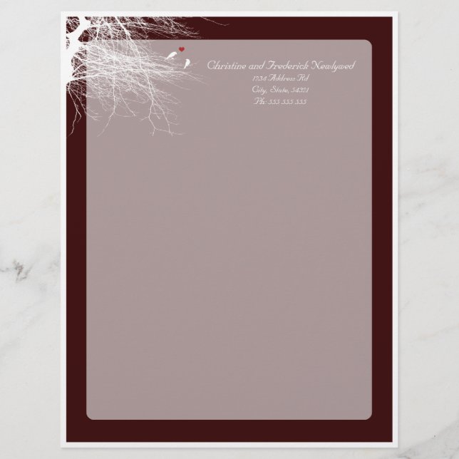 Love Birds 2, wedding letterhead (Front)