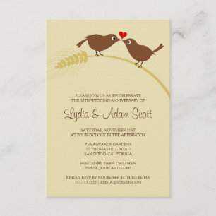 Love Birds 3.5" x 5" Wedding Anniversary Invitation