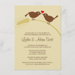 Love Birds 4.5" x 6.25" Wedding Anniversary Invitation