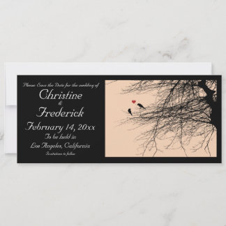 Love Birds, 4"x9.25" save the date announcement