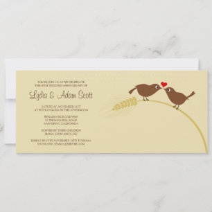 Love Birds 4" x 9.25" Wedding Anniversary Invitation