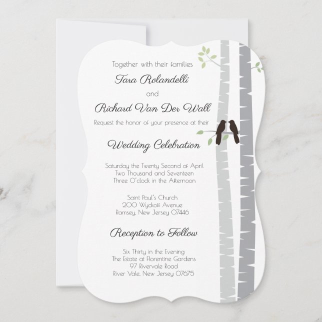 Love Birds 5.5"x8.5" Wedding Invitation (Front)
