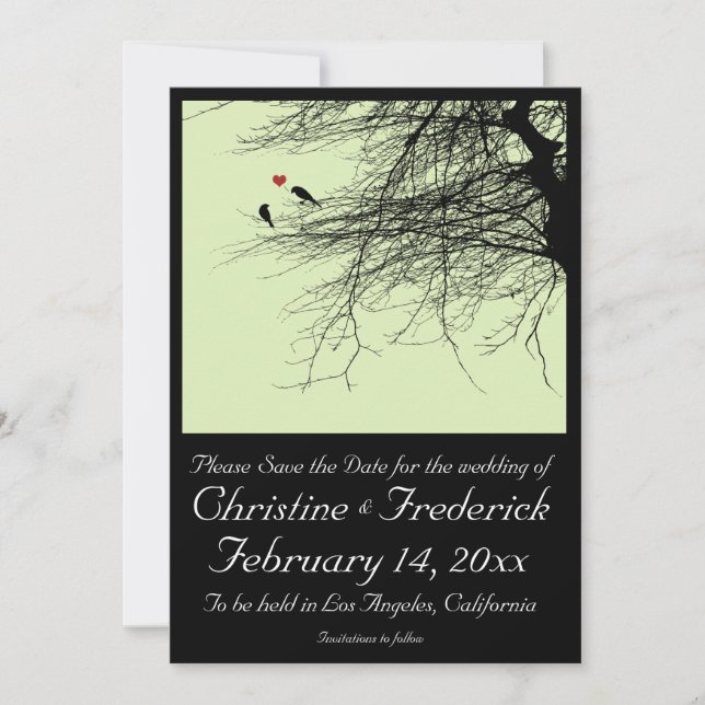 Love Birds, 5"x7" save the date announcement (Front)
