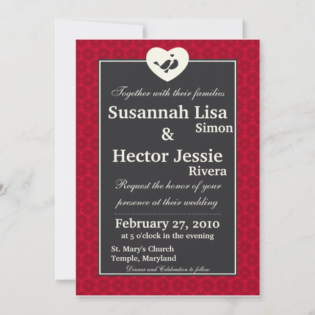 Love Birds 5x7 Invitation (Front)