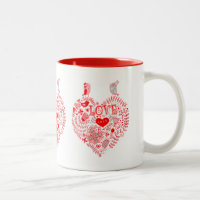 Love Birds And A Heart Made With Colourful Flowers
