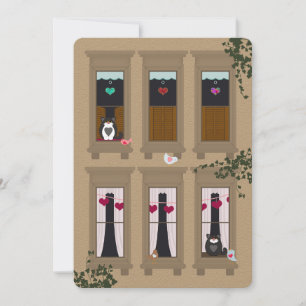 Love Birds and Cats Brownstone Windows Valentine