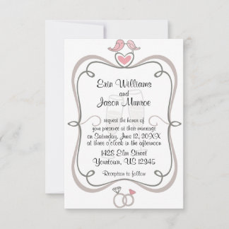 Love Birds and Champagne Invitation