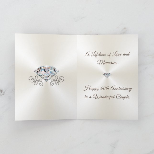 Love Birds and Diamond 60th Anniversary Card (Inside)