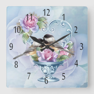 Love Birds And Roses Wall Clock