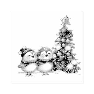 Love Birds at Christmas Rubber Stamp