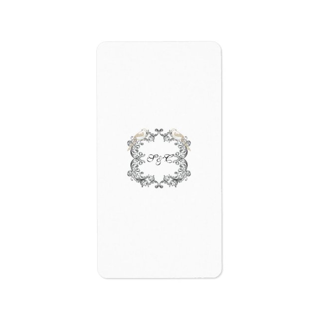 Love Birds Black/White Wedding Candy Wrapper Label (Front)