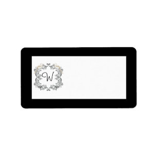 Love Birds Black/White Wedding Mailing Label