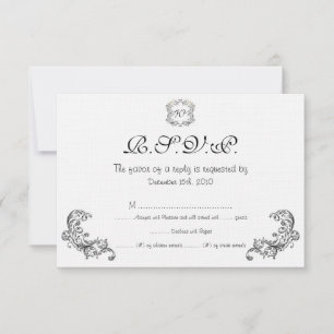 Love Birds Black/White Wedding RSVP Card