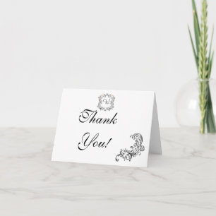 Love Birds Black/White Wedding Thank You Card