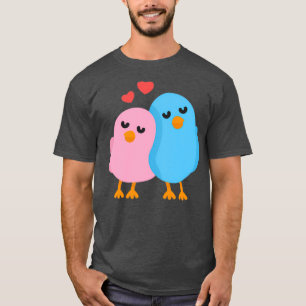Love Birds Blue and Pink T-Shirt