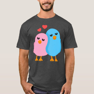 Love Birds Blue and Pink T-Shirt