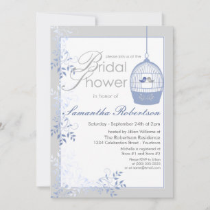Love Birds Blue Bridal Shower Invitations