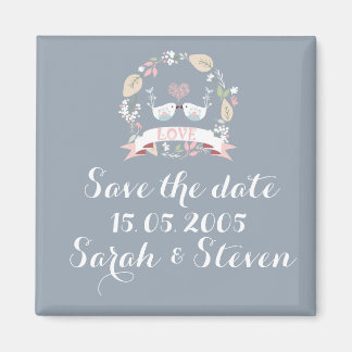 Love Birds Blue Save the date Magnet