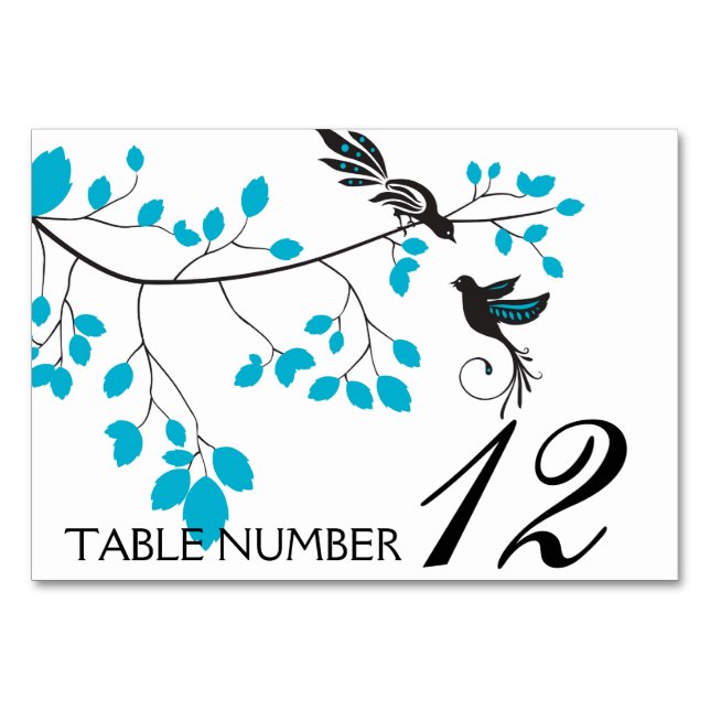Love Birds Blue Table Number (Front)