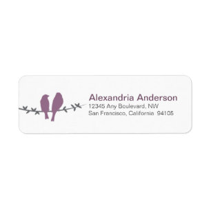 Love Birds Branch Return Address Labels (lavender)