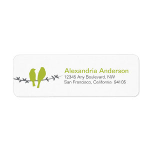Love Birds Branch Return Address Labels (lime)