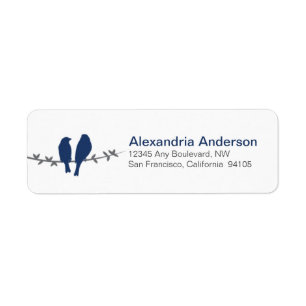 Love Birds Branch Return Address Labels (navy)